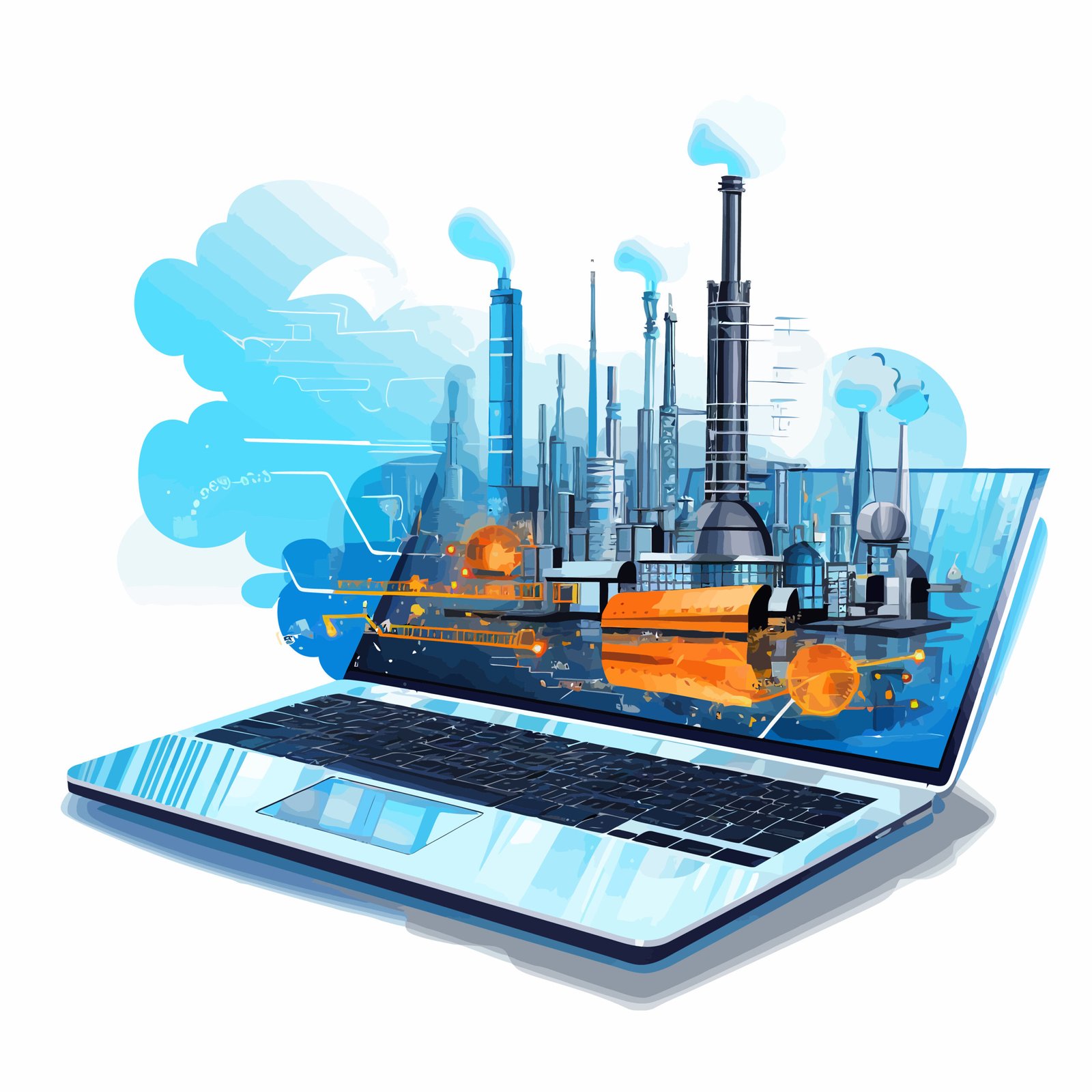 A manufacturing plant secured by advanced cybersecurity systems.